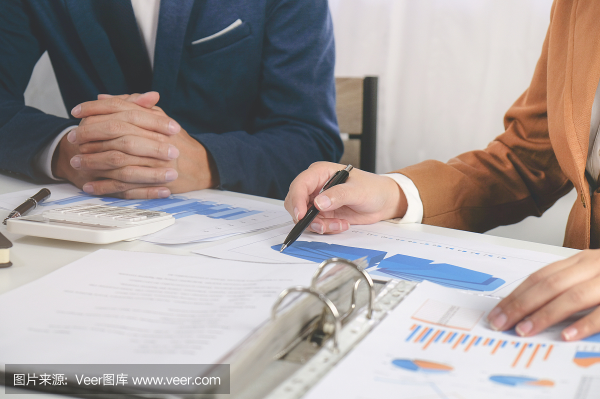 商務主管在辦公室進行業績銷售的咨詢談判會議。